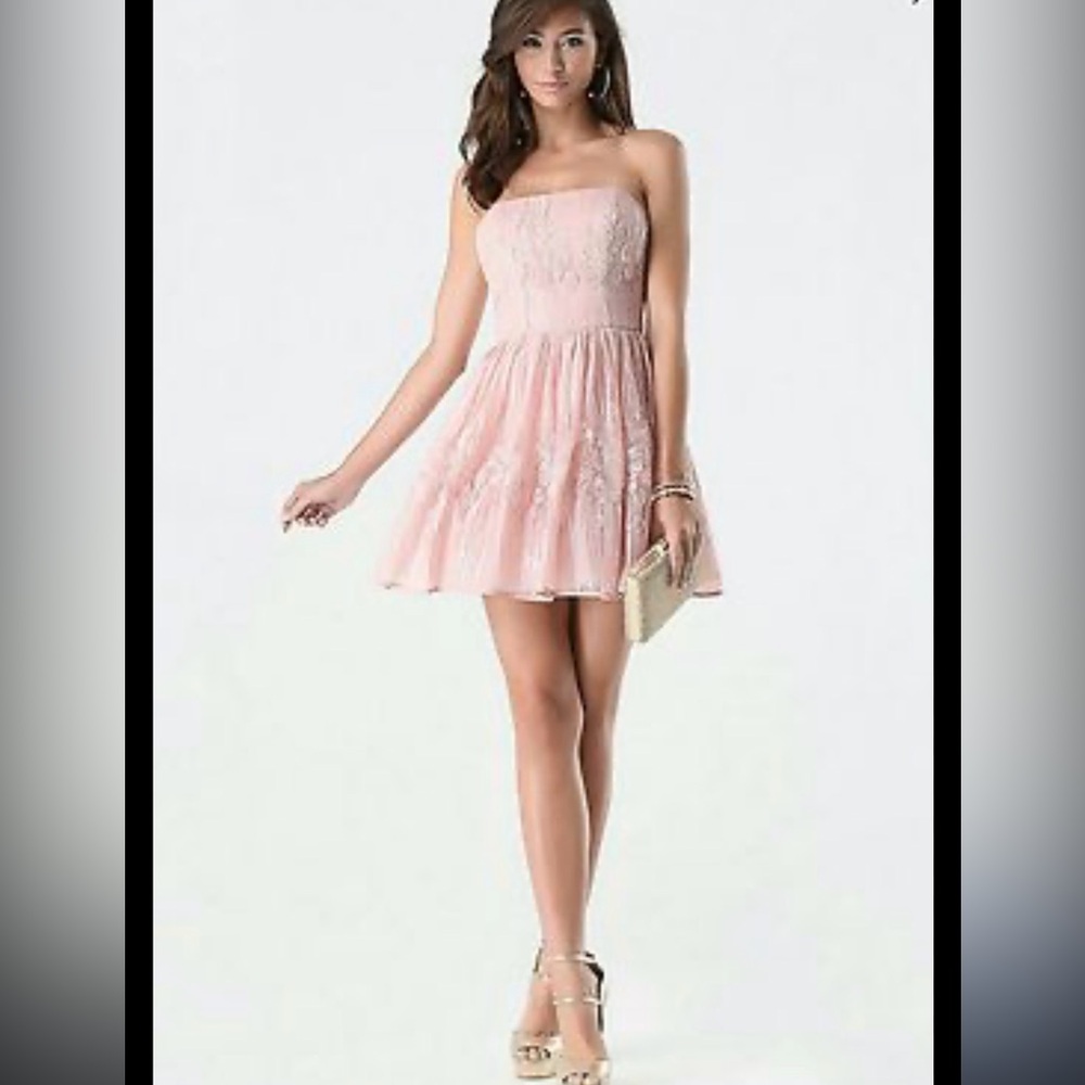 NWOT BEBE BLUSH FIT & FLARE SEQUINED BABYDOLL DRESS - Picture 2 of 3